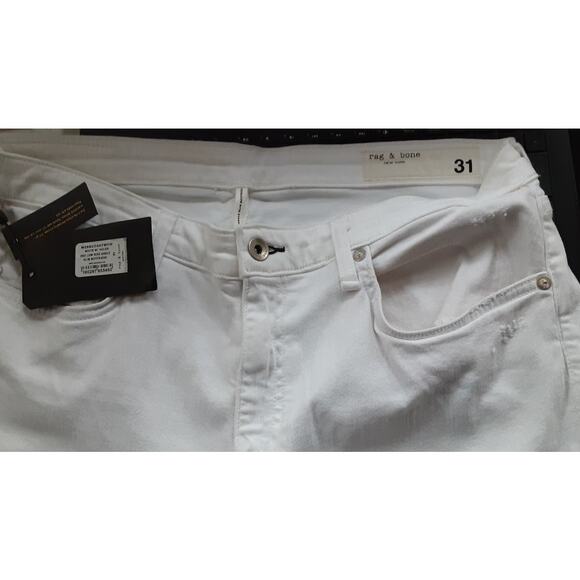 NWT - Rag & Bone Dre Low-Rise Ankle Slim Boyfriend Jeans in White Size: 31 - Picture 2 of 5